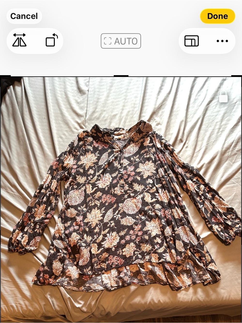 easel Black Floral Long-Sleeve Tunic with Pink and Cream Accents